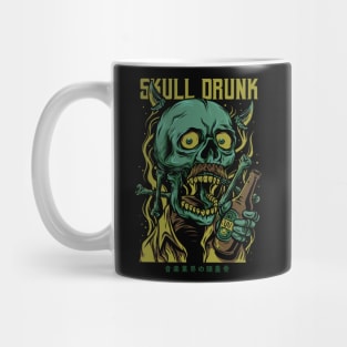 skull drunk cartoon funny illustration Mug